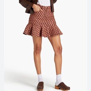 Sandro Orange Skater Mini Skirt with Ruffles